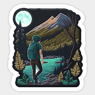 Hiking Cartoon Design - Buy and Plant a Tree Sticker